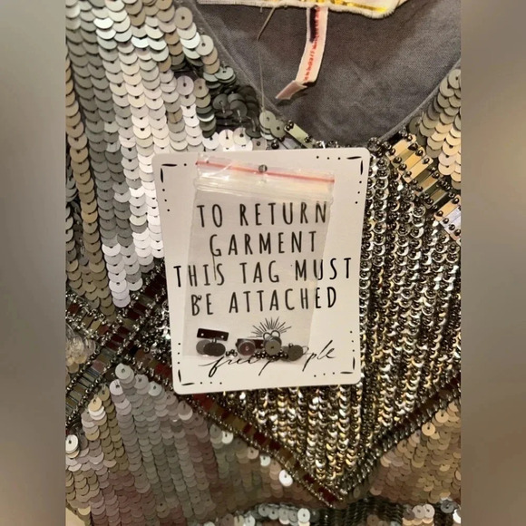 Jen’s Pirate Booty Free People Silver Linings Dress. Size XS - Picture 8 of 9